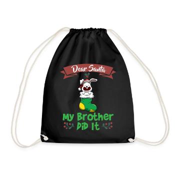 Cher Père Noël Mon frère l’a fait Frères et sœurs Noël - Sac de sport léger - noir - Devant
