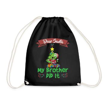Cher Père Noël Mon frère l’a fait Frères et sœurs Noël - Sac de sport léger - noir - Devant