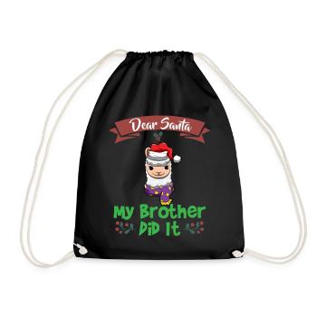 Cher Père Noël Mon frère l’a fait Frères et sœurs Noël - Sac de sport léger - noir - Devant