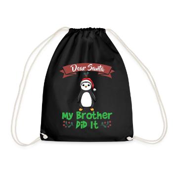 Cher Père Noël Mon frère l’a fait Frères et sœurs Noël - Sac de sport léger - noir - Devant