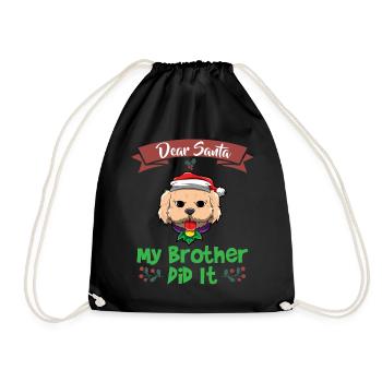 Cher Père Noël Mon frère l’a fait Frères et sœurs Noël - Sac de sport léger - noir - Devant