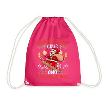 Boarder Snowboarder Weihnachten Liebe Skateboard - Turnbeutel - Fuchsia - Vorne