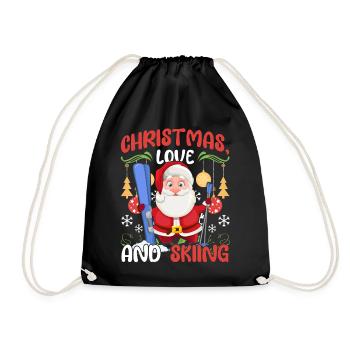 Schiurlaub Schifahrer Weihnachten Liebe Schifahren - Turnbeutel - Schwarz - Vorne