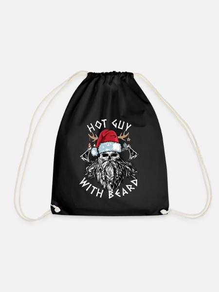 typebeard Christmas bearded Viking - Drawstring Bag - black
