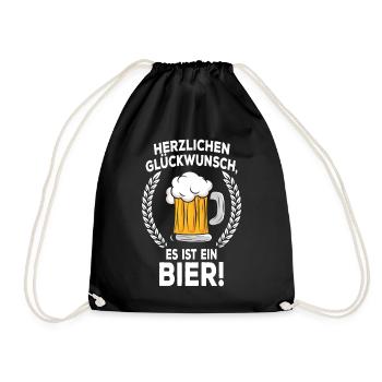 Bierbauch Schwangerschaft Vater Schwanger Bier - Turnbeutel - Schwarz - Vorne