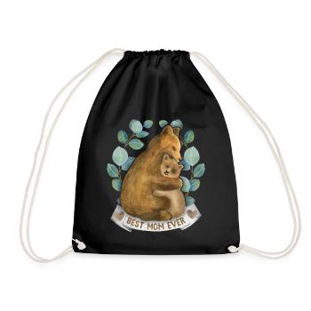 Mom-Mommy Mama-Mami Saying with Mama-Bear - Drawstring Bag - black - Front