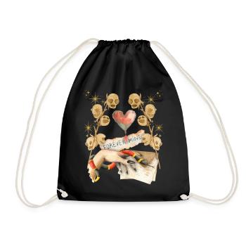 Gothic Skull Gothic-Valentine, Valentine's Day - Drawstring Bag - black - Front