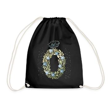 Monogramm Buchstabe O mit Krone, florales Ornament - Turnbeutel - Schwarz - Vorne