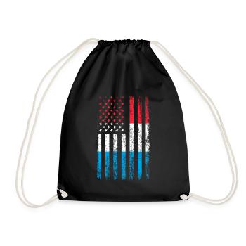 Luxembourg American flag, Luxembourger - Turnbeutel - Schwarz - Vorne