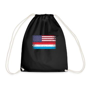 Luxembourg American flag, Luxembourger - Turnbeutel - Schwarz - Vorne