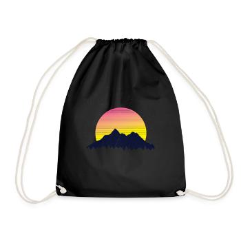 MOUNTAIN RETROWAVE SUNSET - Drawstring Bag - black - Front