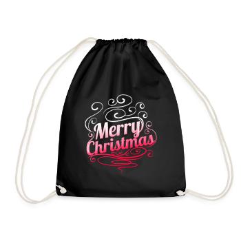 Ornament Logo Merry Christmas - Drawstring Bag - black - Front