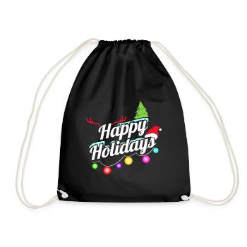 Happy Holidays Fairy Lights Logo For Christmas - Turnbeutel - Schwarz - Vorne
