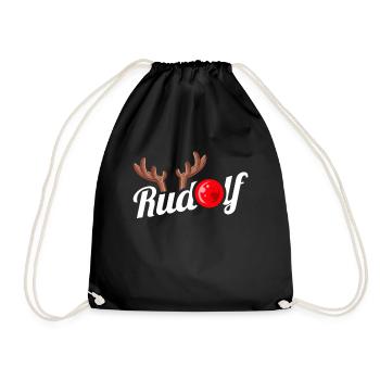 Rudolph The Reindeer Antlers Red Nose Christmas - Turnbeutel - Schwarz - Vorne