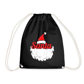 Santa's Hat and Santa Beard Costume For Christmas - Drawstring Bag - black - Front