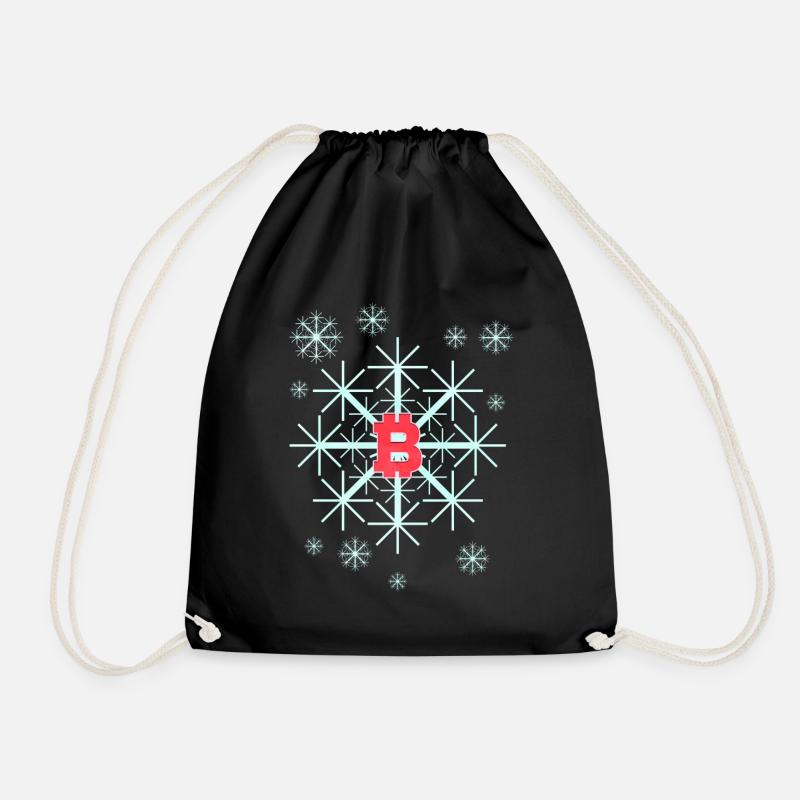 Snowflake In Winter On Christmas With Bitcoin - Turnbeutel - Schwarz