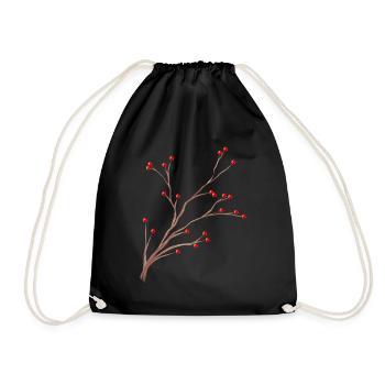 Branch Of Mistles With Red Berrys For Christmas - Turnbeutel - Schwarz - Vorne