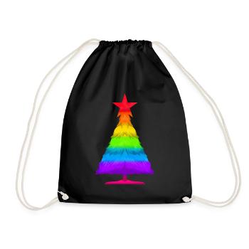 Colorful LGBTQ Fir Spruce Christmas Tree - Drawstring Bag - black - Front