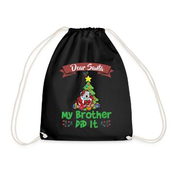 Cher Père Noël Mon frère l’a fait Frères et sœurs Noël - Sac de sport léger - noir - Devant