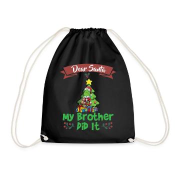 Cher Père Noël Mon frère l’a fait Frères et sœurs Noël - Sac de sport léger - noir - Devant