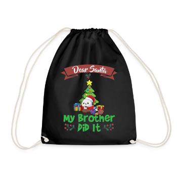 Cher Père Noël Mon frère l’a fait Frères et sœurs Noël - Sac de sport léger - noir - Devant
