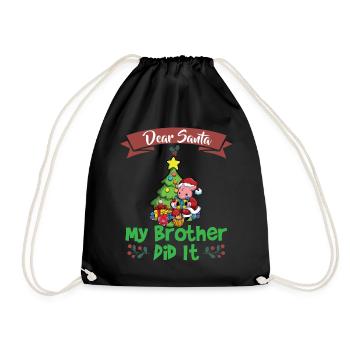 Cher Père Noël Mon frère l’a fait Frères et sœurs Noël - Sac de sport léger - noir - Devant