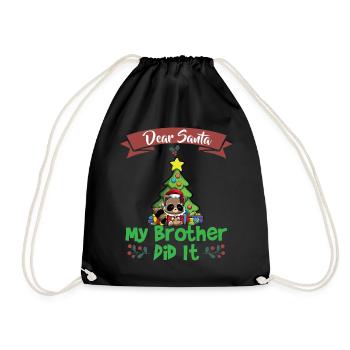 Cher Père Noël Mon frère l’a fait Frères et sœurs Noël - Sac de sport léger - noir - Devant