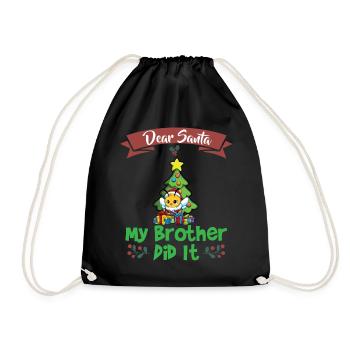 Cher Père Noël Mon frère l’a fait Frères et sœurs Noël - Sac de sport léger - noir - Devant