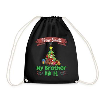 Cher Père Noël Mon frère l’a fait Frères et sœurs Noël - Sac de sport léger - noir - Devant
