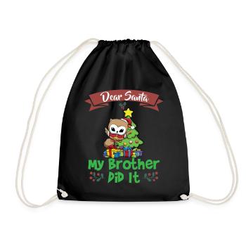 Cher Père Noël Mon frère l’a fait Frères et sœurs Noël - Sac de sport léger - noir - Devant