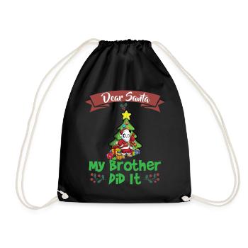 Cher Père Noël Mon frère l’a fait Frères et sœurs Noël - Sac de sport léger - noir - Devant