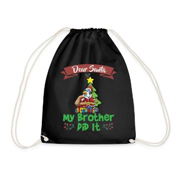Cher Père Noël Mon frère l’a fait Frères et sœurs Noël - Sac de sport léger - noir - Devant