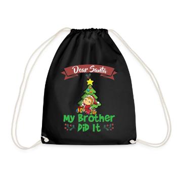 Cher Père Noël Mon frère l’a fait Frères et sœurs Noël - Sac de sport léger - noir - Devant