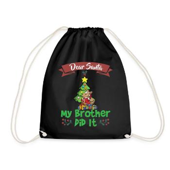 Cher Père Noël Mon frère l’a fait Frères et sœurs Noël - Sac de sport léger - noir - Devant