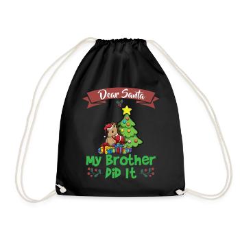 Cher Père Noël Mon frère l’a fait Frères et sœurs Noël - Sac de sport léger - noir - Devant