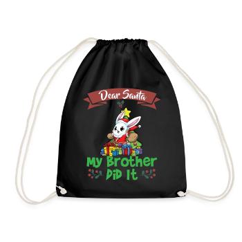 Cher Père Noël Mon frère l’a fait Frères et sœurs Noël - Sac de sport léger - noir - Devant
