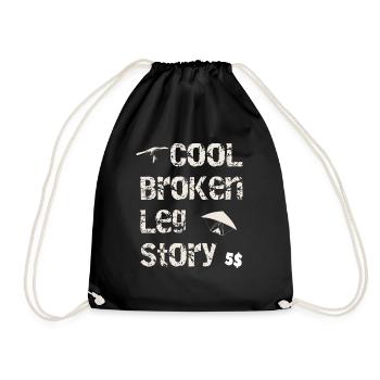 Broken Leg Story Funny Paragliit Extreme Sports - Drawstring Bag - black - Front