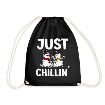 Snowman - Just Chillin - Drawstring Bag - black - Front