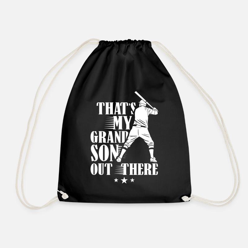 This is my grandson out there playing baseball - Drawstring Bag - black
