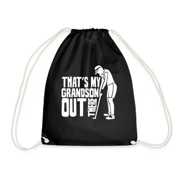 This is my grandson out there playing golf - Drawstring Bag - black - Front