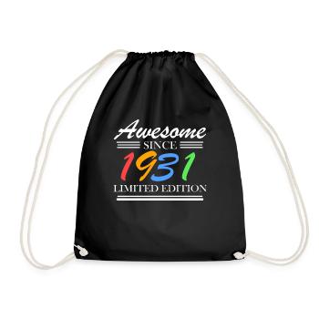 1931 - Jahrgang 1931 - Fantastisch seit 1931 - Turnbeutel - Schwarz - Vorne