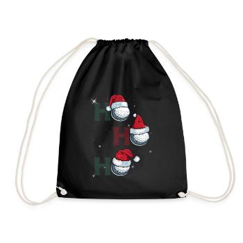 HoHoHo Lustiger Weihnachtsgolfer Golfball - Turnbeutel - Schwarz - Vorne