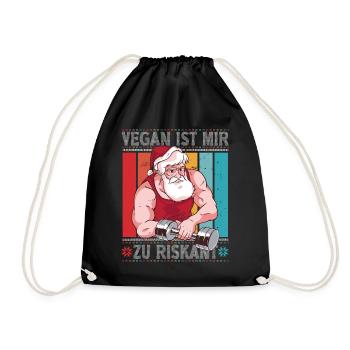 Vegan Ist Mir Zu Riskant Weihnachten Heiligabend - Turnbeutel - Schwarz - Vorne