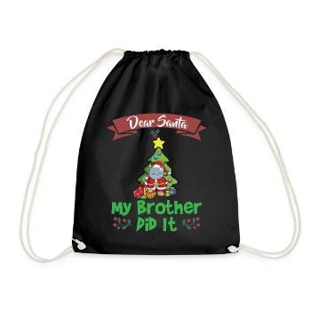 Cher Père Noël Mon frère l’a fait Frères et sœurs Noël - Sac de sport léger - noir - Devant