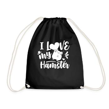 I love my hamster cute pet owner - Drawstring Bag - black - Front