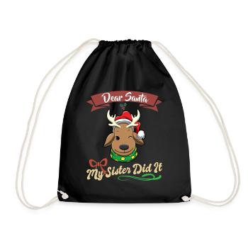 Cher Père Noël Ma sœur l’a fait frères et sœurs Noël - Sac de sport léger - noir - Devant