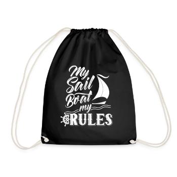 My boat My rules Sailboat Sailors Sailing - Drawstring Bag - black - Front