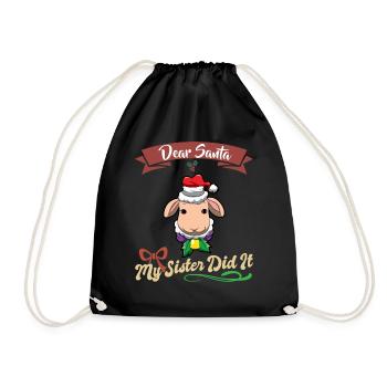 Cher Père Noël Ma sœur l’a fait frères et sœurs Noël - Sac de sport léger - noir - Devant