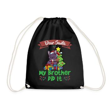 Cher Père Noël Mon frère l’a fait Frères et sœurs Noël - Sac de sport léger - noir - Devant
