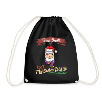Cher Père Noël Ma sœur l’a fait frères et sœurs Noël - Sac de sport léger - noir - Devant